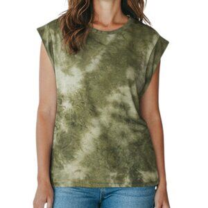 LE LIS Olive Green Tie Dye Short Sleeve Top - Size Small